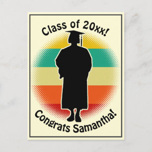 Retro Afstuderen Afstuderen Pet en Gown Woman Girl Briefkaart