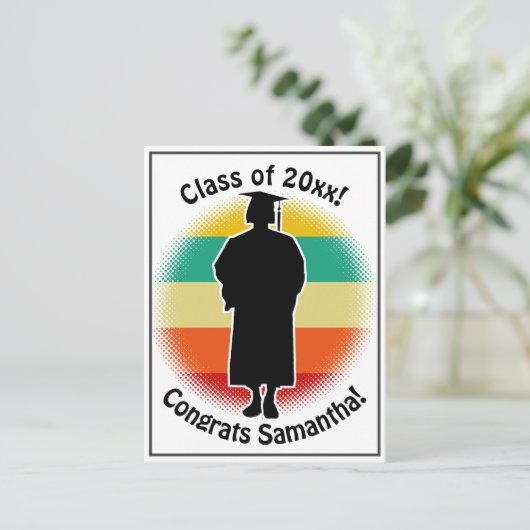 Retro Afstuderen Afstuderen Pet & jurk Vrouw Meisj Briefkaart (Staand voorkant)