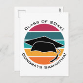 Retro Afstuderen Afstuderen Pet Mortarboard Briefkaart (Voorkant / Achterkant)