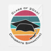 Retro Afstuderen Afstuderen Pet Mortarboard Fleece Deken (Voorkant)