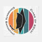 Retro Afstuderen Afstuderen Pet Mortarboard Fleece Deken (Voorkant (Horizontaal))