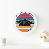 Retro Afstuderen Afstuderen Pet Mortarboard Grote Klok (Huis)