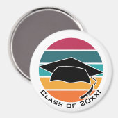 Retro Afstuderen Afstuderen Pet Mortarboard Magneet (Voorkant / Achterkant)