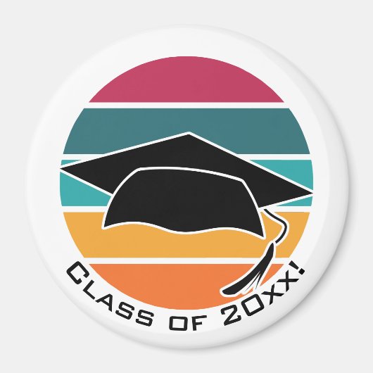 Retro Afstuderen Afstuderen Pet Mortarboard Magneet (Voorkant)