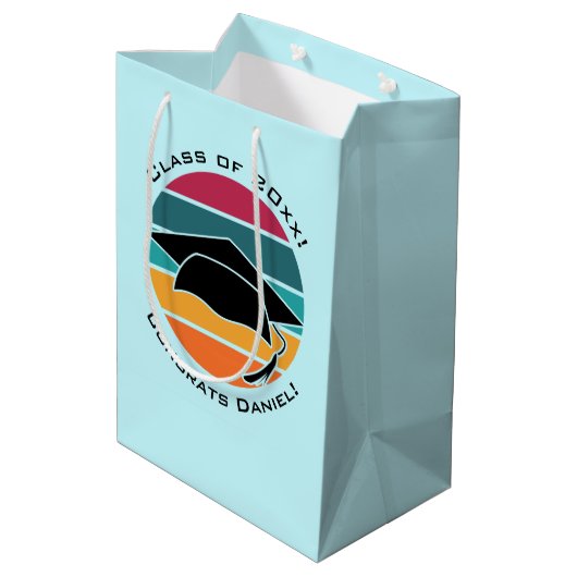 Retro Afstuderen Afstuderen Pet Mortarboard Medium Cadeauzakje (Achterkant Gekanteld)