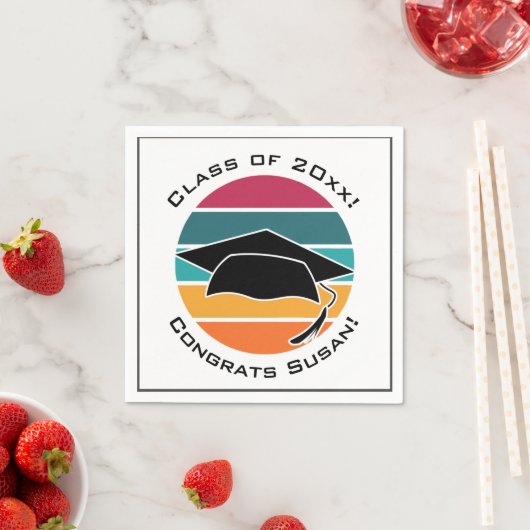 Retro Afstuderen Afstuderen Pet Mortarboard Servet (Insitu)