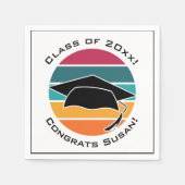 Retro Afstuderen Afstuderen Pet Mortarboard Servet (Voorkant)