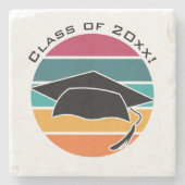 Retro Afstuderen Afstuderen Pet Mortarboard Stenen Onderzetter (Voorkant)