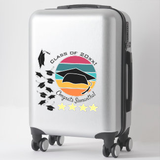 Retro Afstuderen Afstuderen Pet Mortarboard Sticker