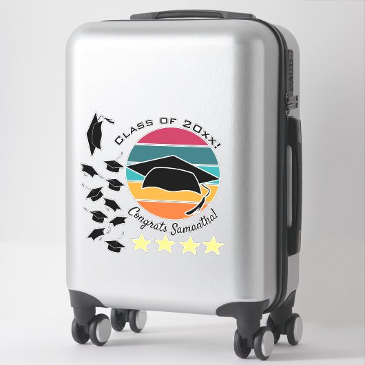 Retro Afstuderen Afstuderen Pet Mortarboard Sticker (Koffer)