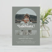 Retro Afstuderen Arch Foto Afstudeerfeest Kaart (Staand voorkant)