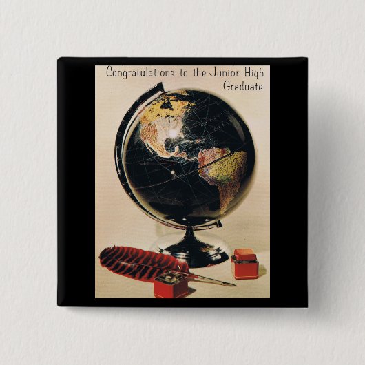 Retro Afstuderen Card Vierkante Button 5,1 Cm (Voorkant)