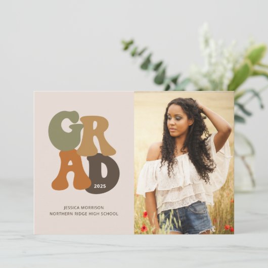 Retro Afstuderen de  Graduation Party uit 1970 Kaart (Staand voorkant)