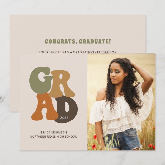 Retro Afstuderen de Graduation Party uit 1970 Kaart (Voorkant / Achterkant)