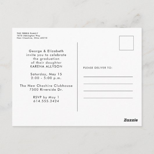 Retro afstuderen eenvoudige afstuderen-uitnodiging briefkaart (Achterkant)