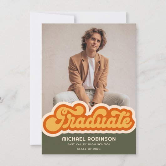 Retro Afstuderen foto aankondiging (Voorkant)