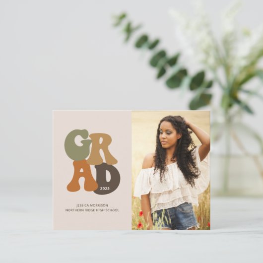 Retro Afstuderen het Afstuderen van 1970 Briefkaart (Staand voorkant)