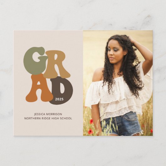 Retro Afstuderen het Afstuderen van 1970 Briefkaart (Voorkant)