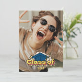 Retro Afstuderen Kleurrijke Fotopartij Kaart (Staand voorkant)