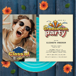 Retro Afstuderen Kleurrijke Fotopartij Kaart