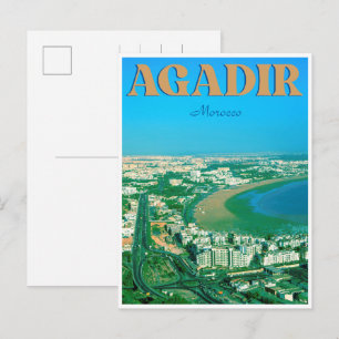Retro Agadir stadsstrand Marokko reis souvenirs Briefkaart