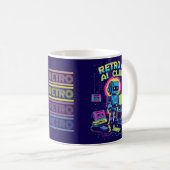 Retro AI Club – Robot Pixel Art Coffee Mok uit de  (Voorkant rechts)
