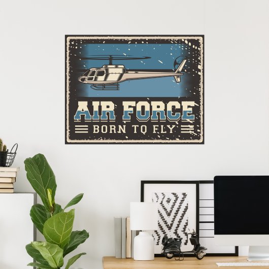Retro Air Force Poster (Thuiskantoor)