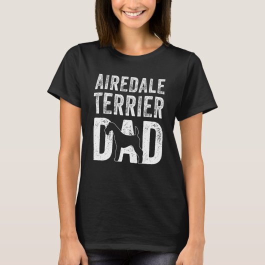 Retro Airedale Terrier Dad Papa Father s Day Dog S T-shirt (Voorkant)