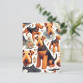 Retro Airedale Terrier Naadloos Briefkaart (Staand voorkant)