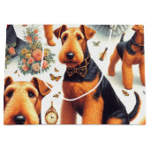 Retro Airedale Terrier Naadloos Groot Cadeauzakje (Voorkant)