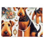 Retro Airedale Terrier Naadloos Groot Cadeauzakje (Achterkant)