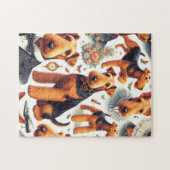 Retro Airedale Terrier Naadloos Legpuzzel (Horizontaal)