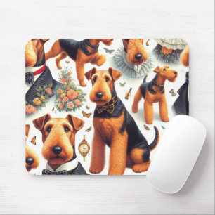 Retro Airedale Terrier Naadloos Muismat