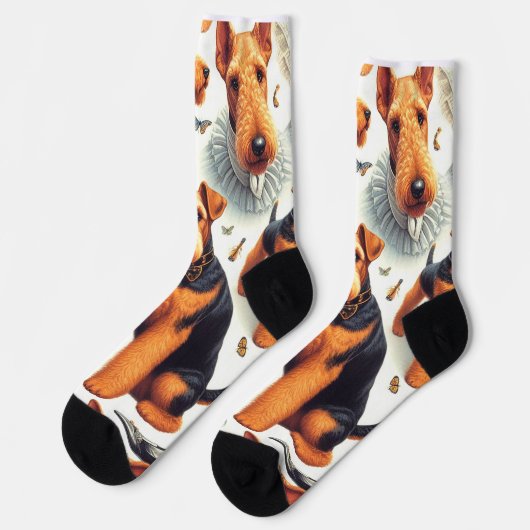 Retro Airedale Terrier Naadloos Sokken (Links)