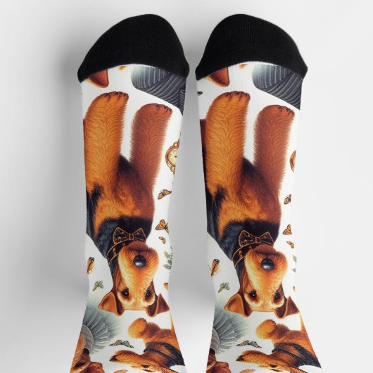 Retro Airedale Terrier Naadloos Sokken (Top)