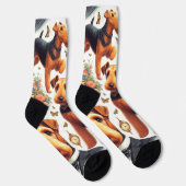 Retro Airedale Terrier Naadloos Sokken (Rechts)