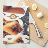 Retro Airedale Terrier Naadloos Theedoek (Quarter Fold)