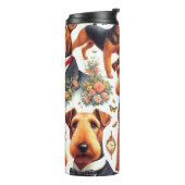 Retro Airedale Terrier Naadloos Thermosbeker (Gedraaid links)
