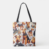Retro Airedale Terrier Naadloos Tote Bag (Achterkant)