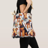 Retro Airedale Terrier Naadloos Tote Bag (Dichtbij)