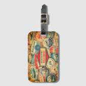 Retro Airline Style Custom Name Travel Stamps Bagagelabel (Voorkant (verticaal))