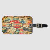 Retro Airline Style Custom Name Travel Stamps Bagagelabel (Voorkant (horizontaal))