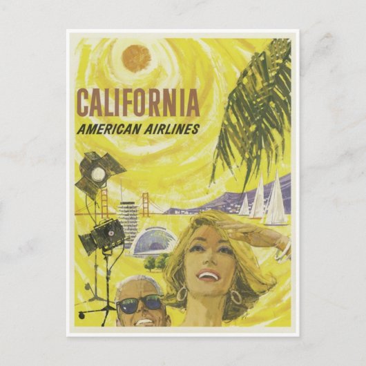 Retro Airlines California Advertisement Briefkaart (Voorkant)