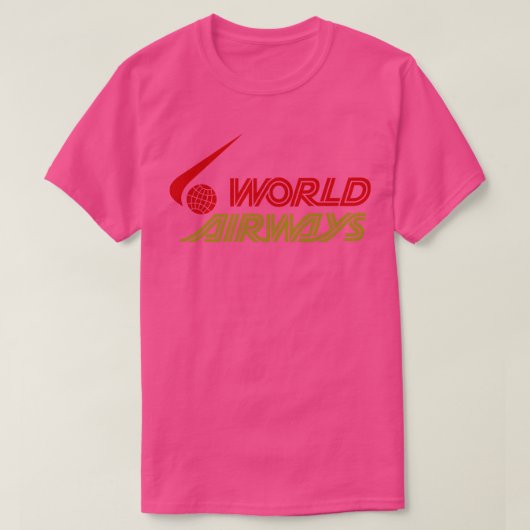 Retro Airlines World Airways Oakland CA 1975 T-shirt (Design voorkant)