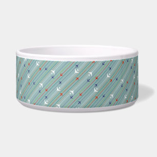 Retro Airplane Pattern Ceramic Pet Bowl. Voerbakje