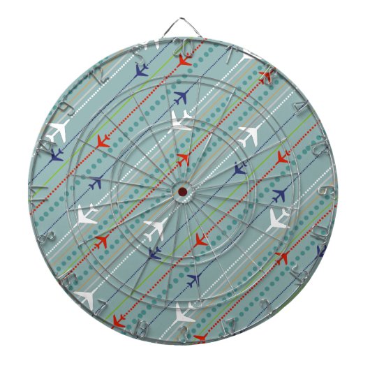 Retro Airplane Pattern Dart Board Dartbord (Voorkant)