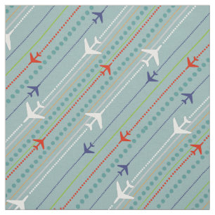 Retro Airplane Pattern Fabric Stof