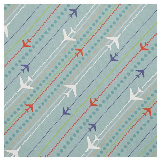 Retro Airplane Pattern Fabric Stof (Swatch)