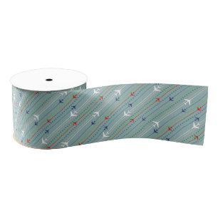 Retro Airplane Pattern Grosgrain Ribbon Grosgrain Lint