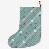 Retro Airplane Pattern-kerststop Kleine Kerstsok (Achterkant)